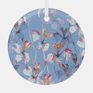 Wild Orchid Elegance: Watercolor Luxury Glass Tree Decoration
