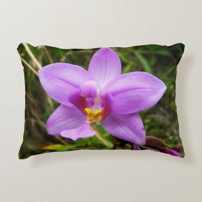 Wild Orchid Purple Tropical Flower Decorative Cushion (Front)