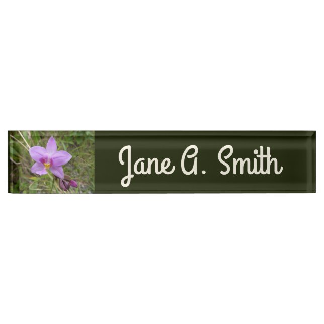 Wild Orchid Purple Tropical Flower Nameplate (Front)