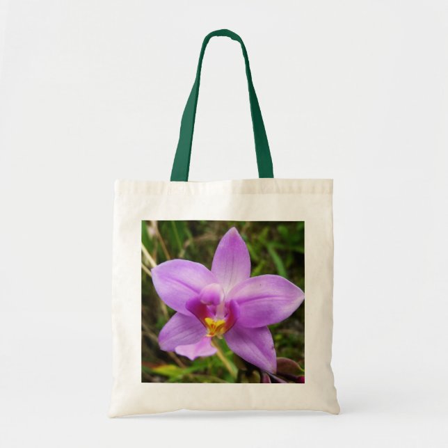Wild Orchid Purple Tropical Flower Tote Bag (Front)