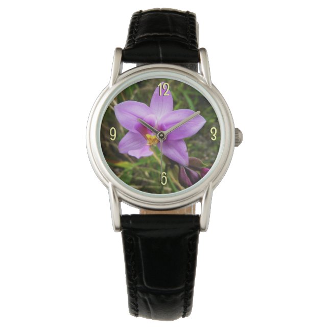 Wild Orchid Purple Tropical Flower Watch (Front)