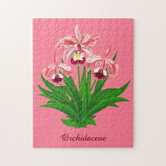 Wild Orchids - Coral Pink Orchids and Foliage  Jigsaw Puzzle (Vertical)