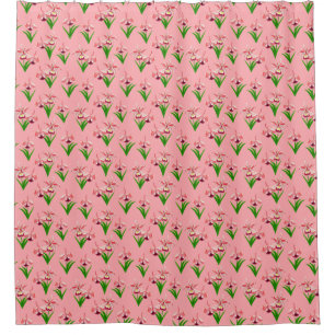 Wild Orchids - Coral Pink Orchids and Foliage Shower Curtain