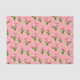 Wild Orchids - Coral Pink Orchids and Foliage Tissue Paper