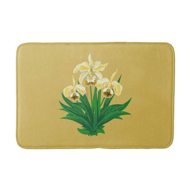 Wild Orchids - Golden Yellow Orchids and Foliage Bath Mat (Front)