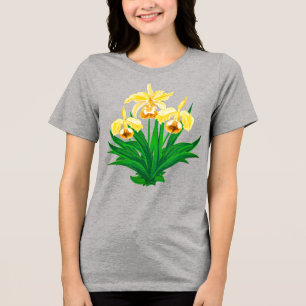 Wild Orchids - Golden Yellow Orchids and Foliage  Tri-Blend Shirt