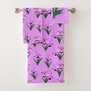 Wild Orchids - Light Purple Orchids and Foliage Bath Towel Set