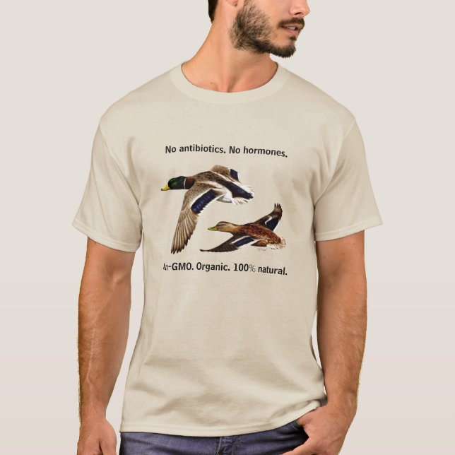 Wild Organic Food Funny Duck Hunting T-Shirt (Front)