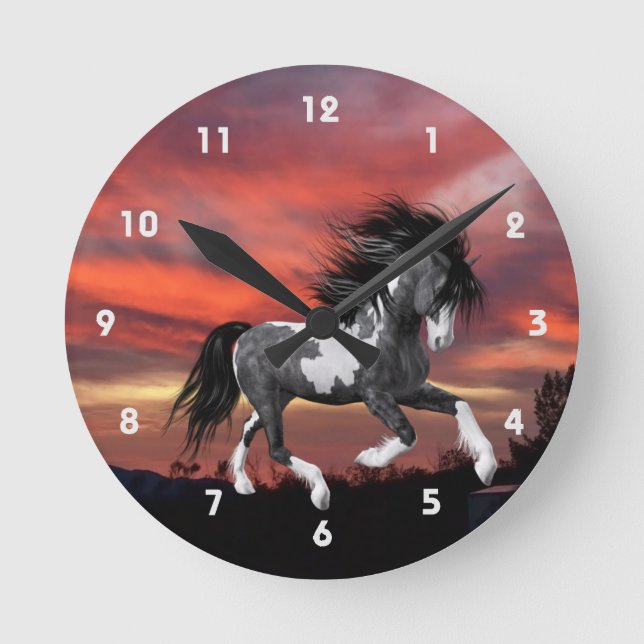 Wild Paint Horse Wall Clock (Front)