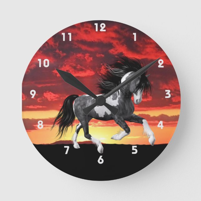 Wild Paint Horse Wall Clock (Front)