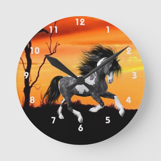 Wild Paint Horse Wall Clock (Front)