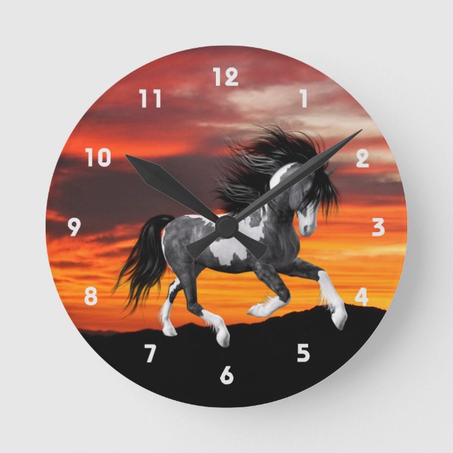 Wild Paint Horse Wall Clock (Front)