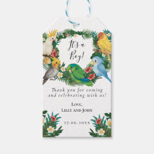 Wild Parrots Tropical Exotic Greenery Baby Shower Gift Tags