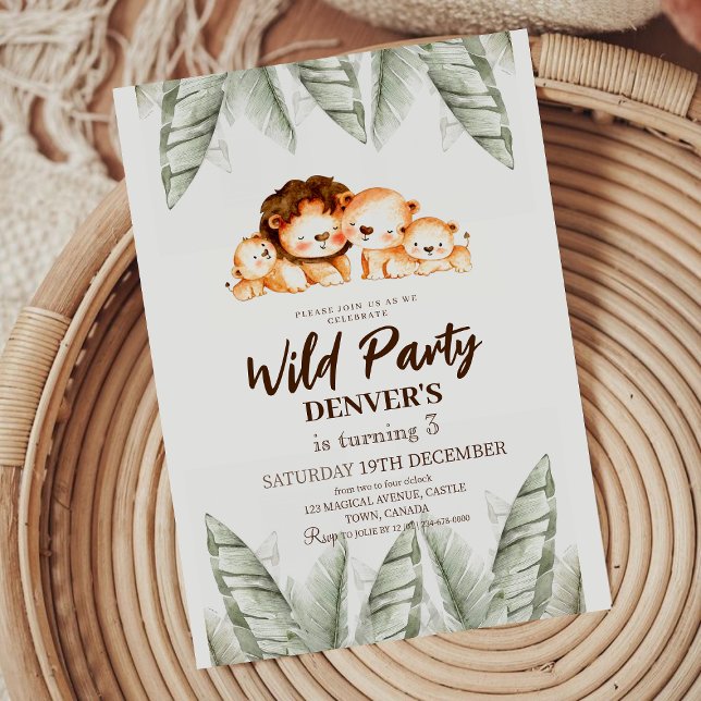 Wild Party Pastel Lion Birthday Invitation (Creator Uploaded)