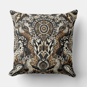 Wild Patterns of Zebra, Leopard and Snakes Scales Cushion