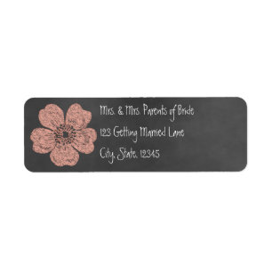 Wild Peach Roses Chalkboard Avery Label