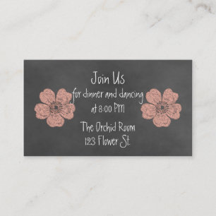 Wild Peach Roses Chalkboard Reception Cards