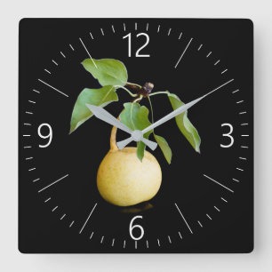 Wild pear square wall clock