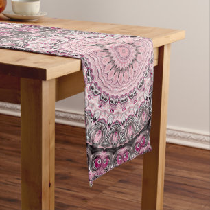 Wild Pink and Black Medallion Design Long Table Runner