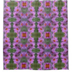 Wild Pink Asters Flower Art  Shower Curtain