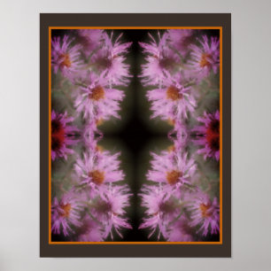 Wild Pink Asters Flower Art Vintage Poster