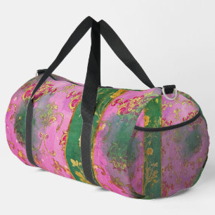 Wild Pink Green Damask Grunge - Duffel Bag