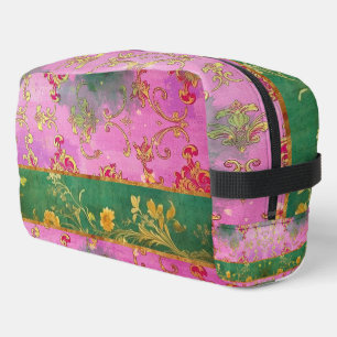 Wild Pink Green Grunge Damask - Toiletry Bag
