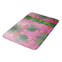 Wild Pink Grunge Damask - Bath Mat