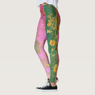 Wild Pink Grunge Damask - Leggings