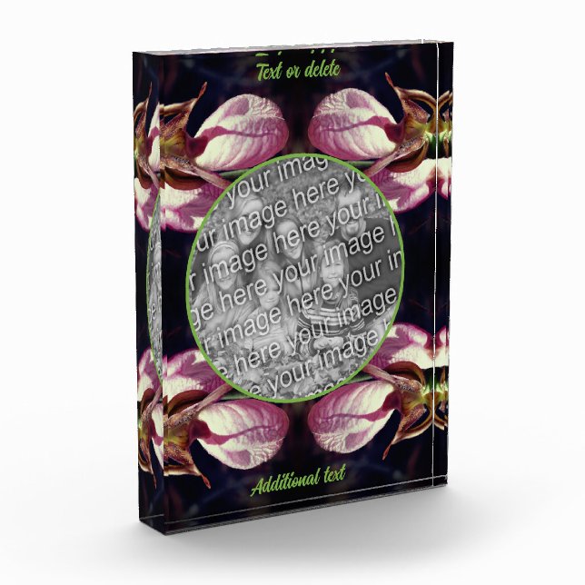 Wild Pink Lady Slipper Orchid Add Your Own  Photo Block (Left)