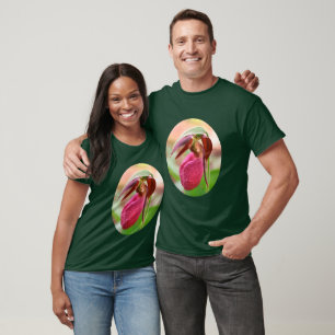 Wild Pink Lady Slipper Orchid Flower T-Shirt