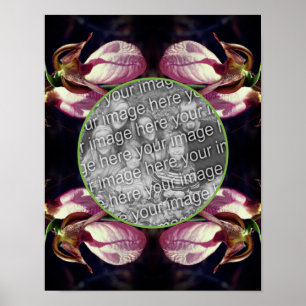 Wild Pink Lady Slipper Orchid Frame Add Your Photo Poster