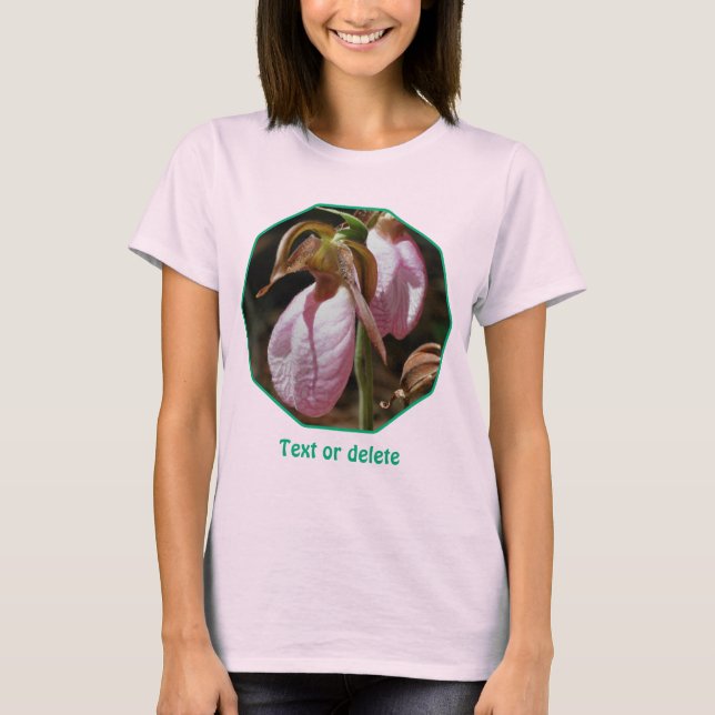 Wild Pink Lady Slipper Orchid Pair Personalized T-Shirt (Front)