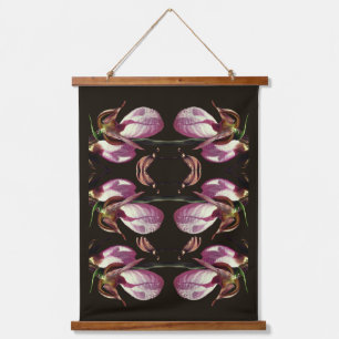 Wild Pink Lady Slipper Orchids Mirror Abstract Hanging Tapestry
