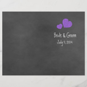Wild Pink Purple Chalkboard Folded Wedding Program