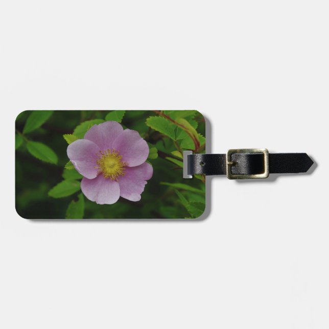 Wild Pink Rose Luggage Tag (Front Horizontal)
