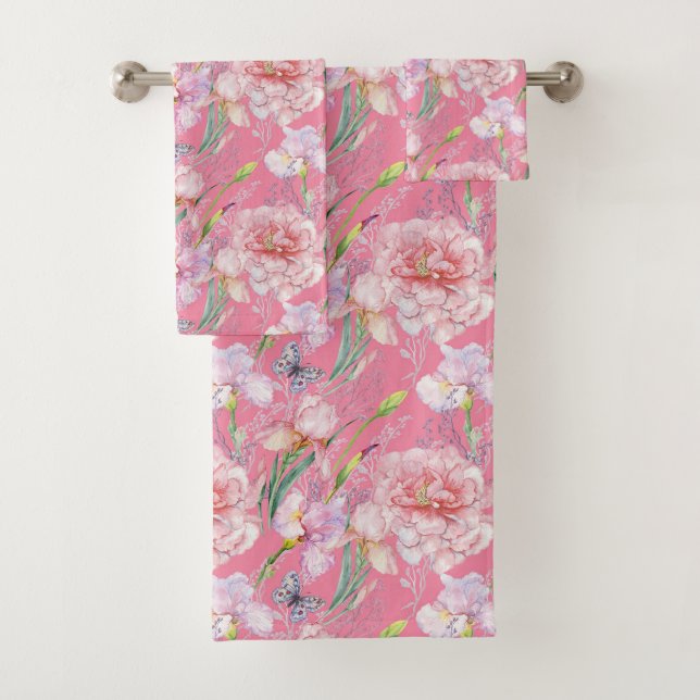 Wild Pink Roses Bath Towel Set (Insitu)