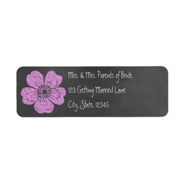 Wild Pink Roses Chalkboard Avery Label (Front)