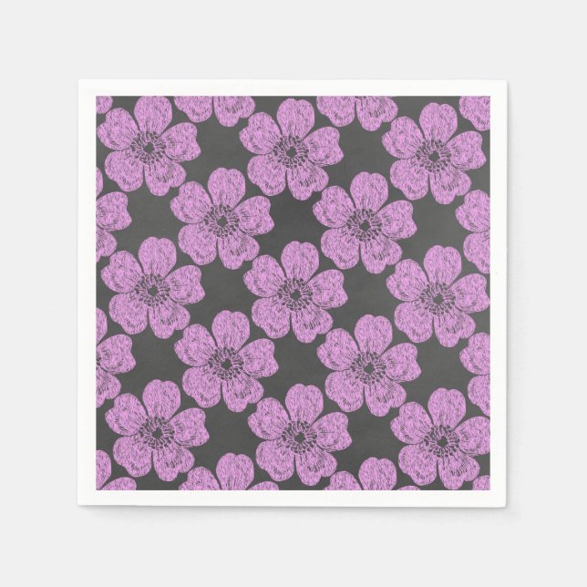 Wild Pink Roses Chalkboard Napkin (Front)