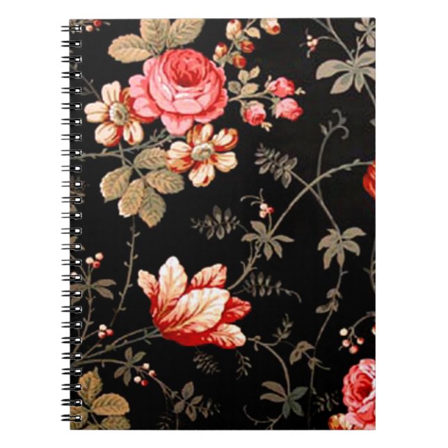 Wild Pink Roses Spiral Notebook (Front)