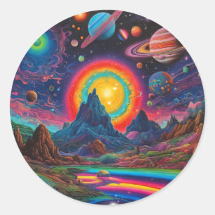 Wild planets 2 classic round sticker