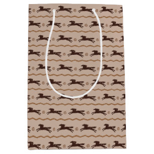 Wild Pony Galloping Horse on Tan for Horse Lover Medium Gift Bag