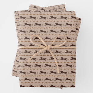 Wild Pony on Tan Horse Lover Wrapping Paper Sheet