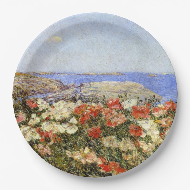 Wild Poppies on the Isles of Shoals Paper Plate (Front)
