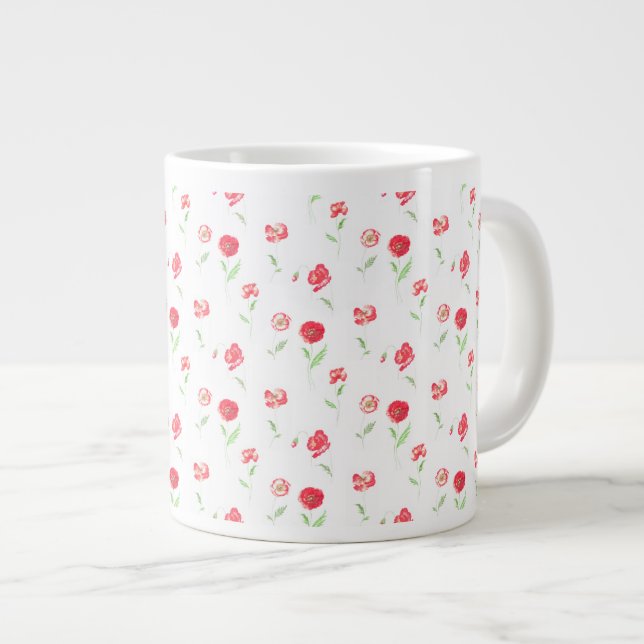 Wild poppies pattern large coffee mug (Front Right)