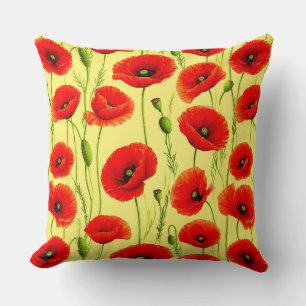 Wild Poppy Bloom Arrangement For Cosy Spaces Cushion