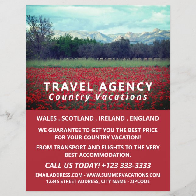 Wild Poppy Field, Travel Agency Advert Flyer (Front)