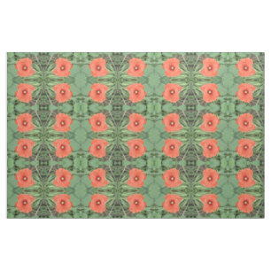 Wild Poppy Flower Floral Patterned Fabric