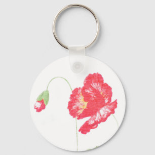 Wild poppy flower key ring