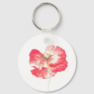 Wild poppy flower key ring